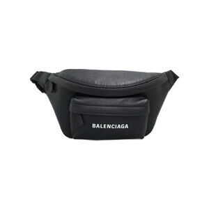BALENCIAGA Logo Belt Crossbody Bum Bag Black